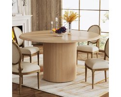 Tribesigns Ronde Eettafel voor 4 personen - Eettafel met Metalen Onderstel - 120 cm Ronde Keukentafel - Modern - Houtkleur - 120 x 120 x 76 cm