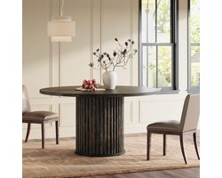 Tribesigns Ronde Eettafel voor 4 personen - Eettafel met Metalen Onderstel - 120cm Ronde Keukentafel - Industrieel - Grijs - 120 x 120 x 76.5 cm