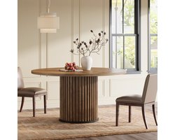 Tribesigns Ronde Eettafel voor 4 personen - Eettafel met Metalen Onderstel - 120cm Ronde Keukentafel - Industrieel - Natuurlijk Bruin - 120 x 120 x 76.5 cm