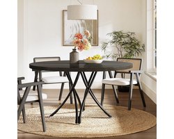 Tribesigns Ronde Eettafel voor 4 personen - Eettafel met Metalen Onderstel - 120cm Ronde Keukentafel - Industrieel - Zwart- 120 x 120 x 75cm