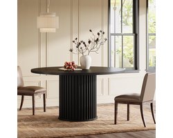 Tribesigns Ronde Eettafel voor 4 personen - Eettafel met Metalen Onderstel - 120cm Ronde Keukentafel - Industrieel - Zwart- 120 x 120 x 76.5 cm