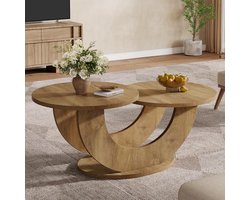 Tribesigns Ronde Salontafel - 115×60×50 CM - Boerderij 2 Tier salontafel met U-vormig frame - Natuurlijk - Voor Woonkamers, Thuiskantoor