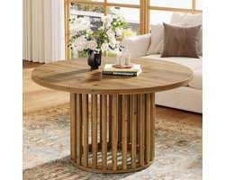 Tribesigns - Ronde Salontafel - Salontafel met Cilindrische Holle Basis - Bijzettafel - Bruin - Tafel - Sidetable voor Woonkamer, Thuiskantoor - 80 x 80 x 50 cm