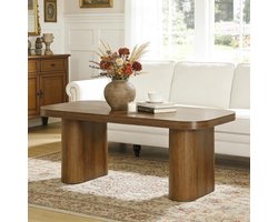 Tribesigns - Salontafel - 120 x 60 x 50 cm - Bijzettafel - Tafel - Sidetable met Afgeronde Hoeken en een Stevige Basis - Voor Kantoor en Woonkamer - Bruin