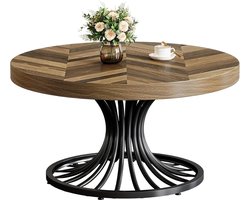Tribesigns Salontafel Industrieel Mangohout Rond 79 cm - met Stijlvolle Metalen Voetstuk - Rustiek Bruin en Zwart - Salontafel - Bijzettafel - 79 x 79 x 45 cm