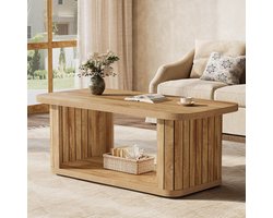 Tribesigns Salontafel - Rechthoekige Houten Salontafel met 2 Lagen - Bruin - Rustiek - voor Woonkamer, Thuiskantoor - 120 x 60 x 45 cm