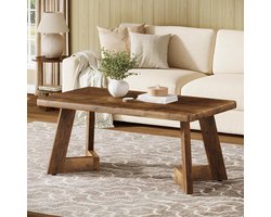 Tribesigns - Salontafel - Rechthoekige Houten Salontafel met V-vormige Poten - Bruin - Tafel - Sidetable voor Woonkamer, Thuiskantoor - 120 x 60 x 50 cm