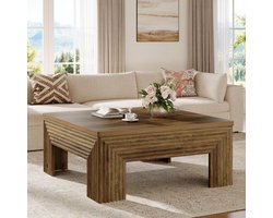 Tribesigns Salontafel - Salontafel Vierkant - Woonkamer Bijzettafel - 100 x 100 x 45 cm - Bruin - Salon tafel