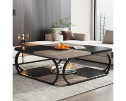 Tribesigns Salontafel - Salontafel Vierkant - Woonkamer Bijzettafel - 100 x100 x 50 cm - Grijs - Salon tafel