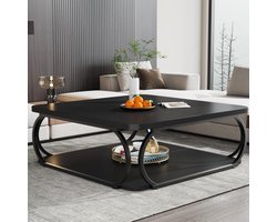 Tribesigns Salontafel - Salontafel Vierkant - Woonkamer Bijzettafel - 100 x100 x 50 cm - Zwart - Salon tafel