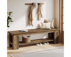 Tribesigns Schoenenbank - 160 x 35 x 45 cm - Halbank met opbergplank - Boerderij Design - Bruin