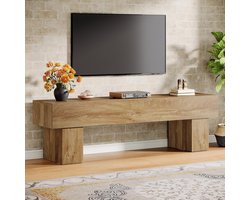 Tribesigns Schoenenbank – halbank met houten – 160×40×50 cm, lichtbruin – Praktische Schoenenbank Voor hal, Woonkamer, Slaapkamer
