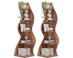 Tribesigns Set van 2 Boekenkast - Hoekplank met 5 planken - 50 x 48 x 179 cm - Modern Stroomlijn Het Ontwerp - Bruin