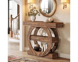 Tribesigns Sidetable - Console Tafel - 105 x 30 x 85 cm - Houten Bureaublad - Rustiek Bruin