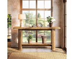 Tribesigns Sidetable - Consoletafe met Plank - Bruin - 140 x 30 x 80 cm - Console Tafel voor Hal, Woonkamer, Entree