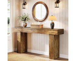 Tribesigns Slanke Consoletafel - Moderne Salontafel - 160 x 35 x 85 cm - Console Tafel voor Hal, Woonkamer, Entree, Foyer - Bruin