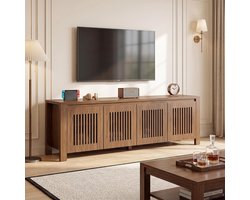 Tribesigns TV-Meubel - 140 x 35 x 51 cm - TV-Standaard met 8 Opbergvakken - TV-Kast voor Televisies tot 65 inch - Walnoot