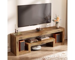 Tribesigns TV Meubel met Veel Opbergruimte - Luxe Lowboard voor Woonkamer - tv-meubel voor 55/60/65-inch tv's - 160x35x50 cm - Bruin Tv-Meubel voor Woonkamer en Slaapkamer