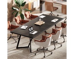 Tribesigns Vergadertafel - Bureautafel - Computertafel met Metalen Frame - Rechthoekige Kantoortafel voor 6 Personen - Spaanplaat - 180x80x75cm - Zwart