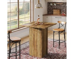 Tribesigns Vierkant Bartafel - 79 x 79 x 90 cm - Wooden Home Bar Unite with Geometric Texture - voor Eetkamer & Café - Bruin​