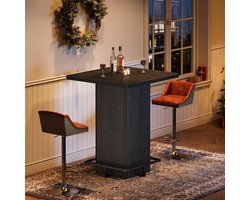 Tribesigns vierkante Bartafel - 80*80*100 - Industriële stijl kleine cocktailtafel voor eetkamer, café, woonkamer, appartement, balkon - zwart - alleen tafel