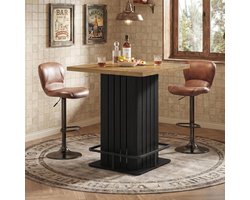 Tribesigns vierkante Bartafel - 85 × 85 × 96 cm - Cocktailtafel met metalen voetsteun - Voor koffiebars, woningen en kleine ruimtes - bruin