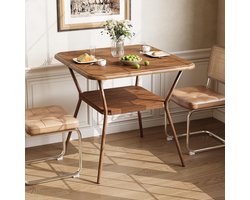 Tribesigns Vierkante Eettafel - Keukentafel met Afgeronde Hoeken - 80 X 80 X 75 cm - Eetkamertafel Voor 2 Personen - Modern Eettafel - Walnootbruin