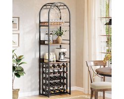 Tribesigns - Wijnrek - Industrieel - Wijnrek Metaal - Staand Flessenrek voor 20 flessen - Bruin/Zwart - 50 x 35 x 180 cm