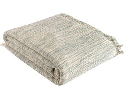 Trimita Duru - 100% Katoenen Sprei - Plaid Katoen - Fair Trade - Deken voor Sofa, Stoel, Bed, Bank Cover - 160x220 cm - Groen