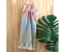 Trimita Hamamdoek Patchwork - hammam strandlaken sauna handdoek- 100x160cm - Groen, Turkoois