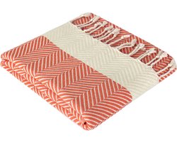 Trimita Hiera - Hamamdoek XL - Strandlaken - Hamam Handoek - Fair Trade - 100x220 cm - Oranje