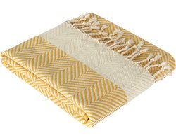 Trimita Hiera - Sauna Handdoek - Turkse Handdoek - Strandlaken - Omslagdoek - Fair Trade Hamamdoeken - 100x220 cm - Geel