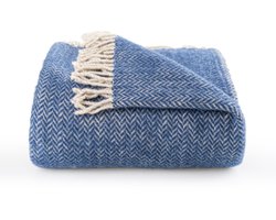 Trimita Ladira 100% Wol Plaid – Marineblauw – 130×170 cm – Woonkamer / Slaapkamer
