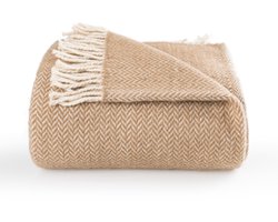 Trimita Ladira 100% Wollen Plaid – Beige – 130×170 cm – Woonkamer / Slaapkamer