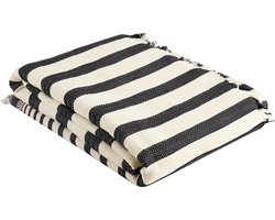Trimita Sevda - 100% Katoenen Sprei - Plaid Katoen - Fair Trade - 160x220 cm - Zwart gestreept