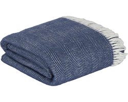 Trimita Visgraat - Katoenen Deken - Plaid Katoen - Fair Trade - Woondeken 150 x 200 cm - Blauw