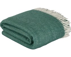 Trimita Visgraat - Katoenen Deken - Plaid Katoen - Fair Trade - Woondeken 150 x 200 cm - Groen