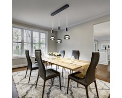 Trio leuchten - LED Hanglamp - Hangverlichting - 24W - 3-lichts - Warm Wit 3000K - Dimbaar - Rechthoek - Zwart - Aluminium