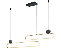 Trio leuchten - LED Hanglamp - Hangverlichting - 54W - Aanpasbare Kleur - Dimbaar - Rechthoek - Goud - Aluminium