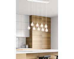Trio leuchten - LED Hanglamp - Hangverlichting - E14 Fitting - 9-lichts - Rechthoek - Wit - Aluminium