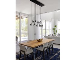 Trio leuchten - LED Hanglamp - Hangverlichting - E14 Fitting - 9-lichts - Rechthoek - Zwart - Aluminium