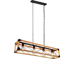 Trio leuchten - LED Hanglamp - Hangverlichting - E27 Fitting - 4-lichts - Rechthoek - Zwart - Aluminium