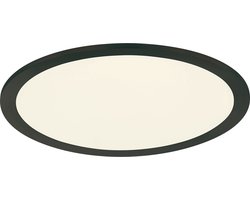 Trio leuchten - LED Plafondlamp - Plafondverlichting - 15W - Warm Wit 3000K - Dimbaar - Rond - Zwart - Aluminium