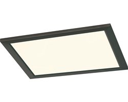 Trio leuchten - LED Plafondlamp - Plafondverlichting - 15W - Warm Wit 3000K - Dimbaar - Vierkant - Zwart - Aluminium