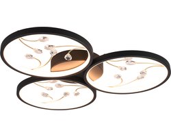 Trio leuchten - LED Plafondlamp - Plafondverlichting - 30W - Warm Wit 3000K - Dimbaar - Rond - Zwart - Aluminium
