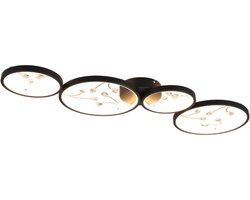 Trio leuchten - LED Plafondlamp - Plafondverlichting - 37W - Warm Wit 3000K - Dimbaar - Rechthoek - Zwart - Aluminium