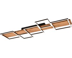 Trio leuchten - LED Plafondlamp - Plafondverlichting - 42W - Warm Wit 3000K - Dimbaar - Rechthoek - Zwart - Aluminium