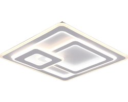 Trio leuchten - LED Plafondlamp - Plafondverlichting - 76W - Aanpasbare Kleur - Afstandsbediening - Dimbaar - Vierkant - Wit - Aluminium