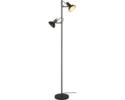 Trio leuchten - LED Vloerlamp - E14 Fitting - 2-lichts - Rond - Zwart - Aluminium