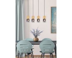 Trio Leuchten Robin - Hanglamp - 4x E27 - Messing Mat - Rookkleur